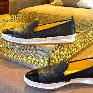 Paul Green-Black Leather/Patten Espadrille Size 9